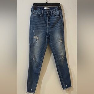 KanCan Blue Distressed Skinny Jeans No Hem